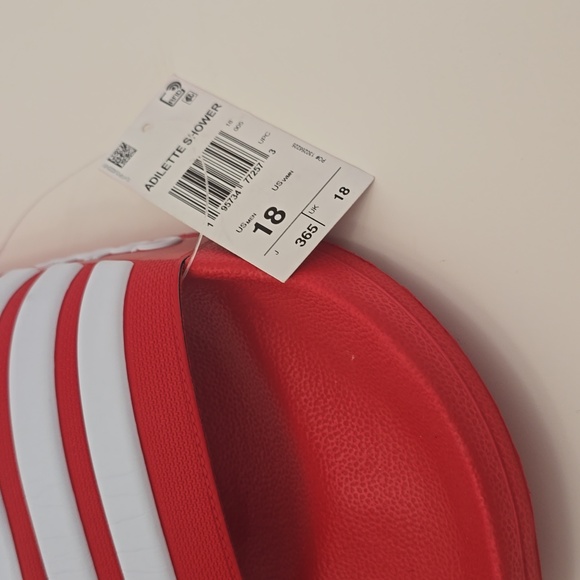 NWT Adidas Red White Adilette Shower Slides Sandals Made In Italy Size Men\'s 18 main image 6